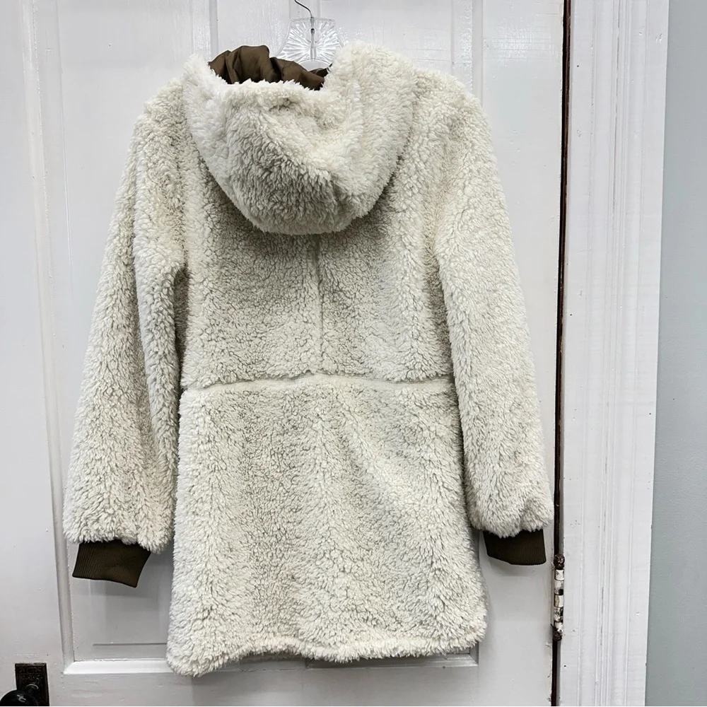 Zyia Active long hair fleece lined‎ hooded teddy jacket coat women's xs